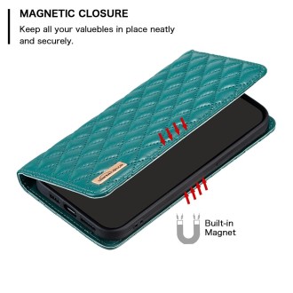 For Xiaomi Redmi Note 13 Pro 4G Global Diamond Lattice Magnetic Leather Flip Phone Case(Green)