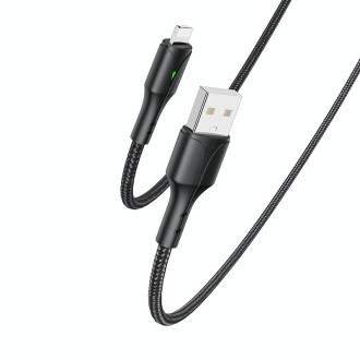 YESIDO CA97 2.4A USB to 8 Pin Braided Charging Data Cable with Indicator Light, Length:1.2m(Black)