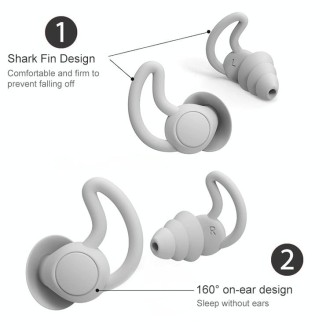 iMeBoBo A1 Shark Fin Version Nano Silicone Sleeping Noise Reduction Earplugs, Style:Three Layer(Grey)