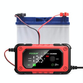 FOXSUR 7A 12V Car / Motorcycle Smart Battery Charger, Plug Type:UK Plug(Red)