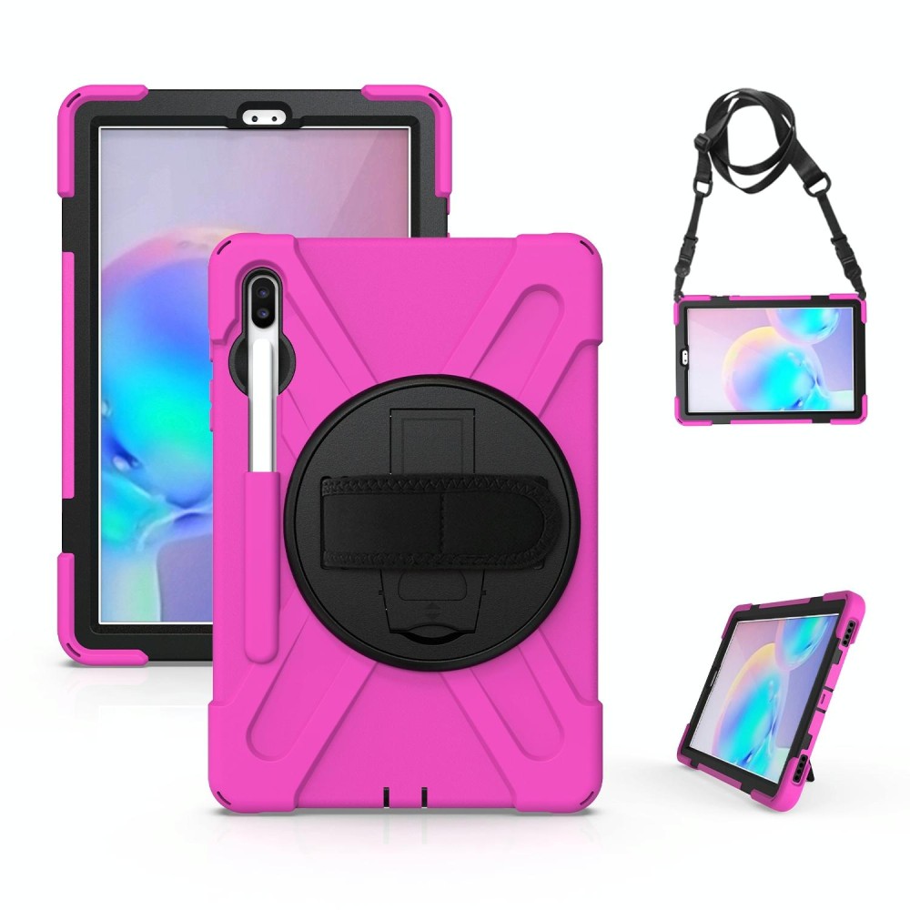 For Samsung Galaxy Tab S6 10.5 inch T860 / T865 Shockproof Colorful Silicone + PC Protective Case with Holder & Shoulder Strap &