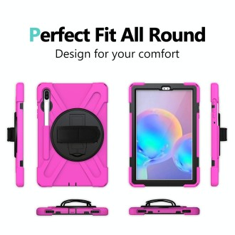 For Samsung Galaxy Tab S6 10.5 inch T860 / T865 Shockproof Colorful Silicone + PC Protective Case with Holder & Shoulder Strap &