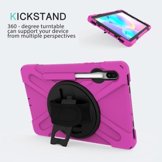 For Samsung Galaxy Tab S6 10.5 inch T860 / T865 Shockproof Colorful Silicone + PC Protective Case with Holder & Shoulder Strap &