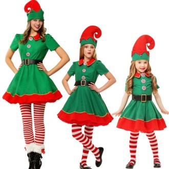 Christmas Green Elf Cosplay Costume Chris Santa Claus Costume Set, Size: 150cm(Female)