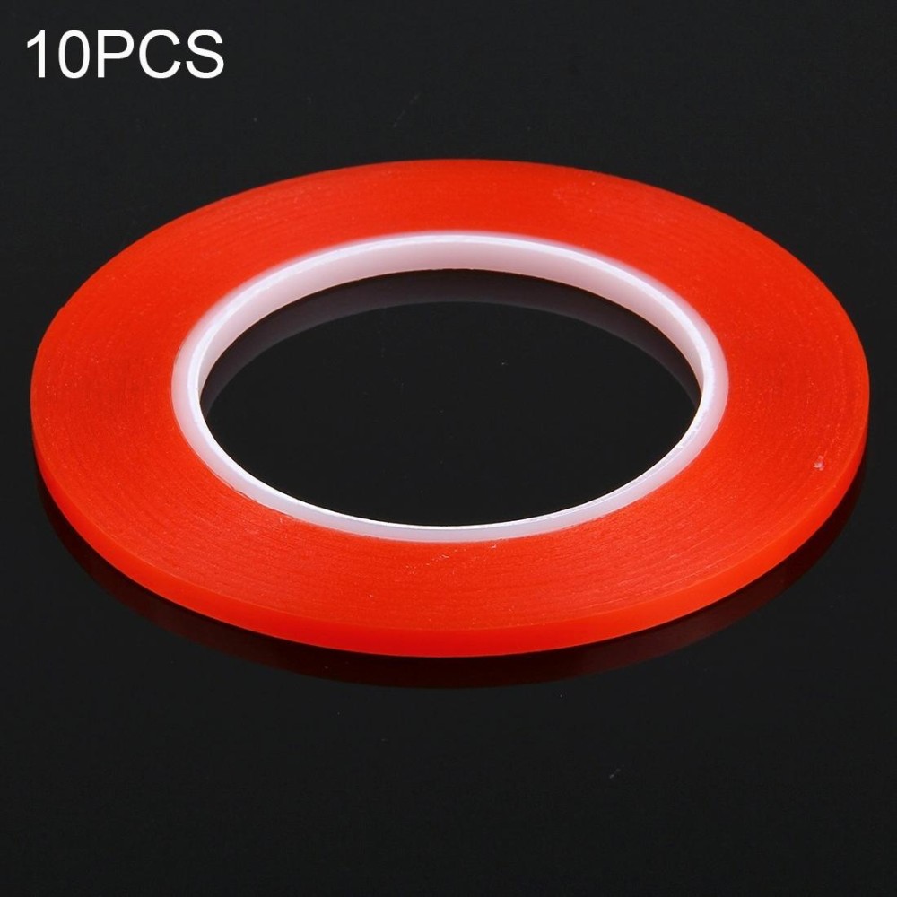 10 PCS 2mm Width Double Sided Adhesive Sticker Tape, Length: 25m(Red)