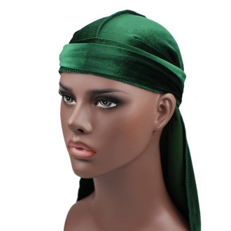 Velvet Turban Cap Long-tailed Pirate Hat Chemotherapy Cap (Army Green)