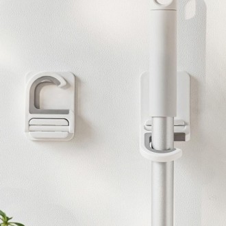 Mop Clip Bathroom Folding Hook Mop Hanger(White)