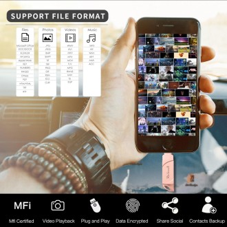 Richwell DXZ65 USB Flash Disk 32G 3 in 1 Micro USB + 8 Pin + USB 3.0 Compatible IPhone & IOS(Rose Gold)