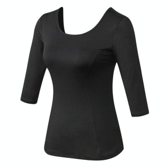 Back Cross Medium-length Sleeve Yoga Sportswear For Ladies (Color:Black Size:L)