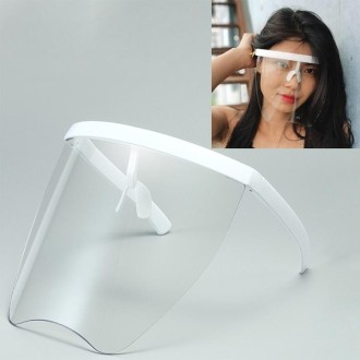 Anti-Saliva Splash Anti-Spitting Sunscreen Sunglasses Integrated Anti-Splash Shield(White Frame Transparent Lens)