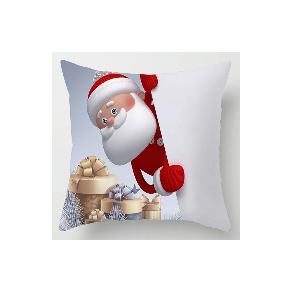 Christmas  Peach Skin Sofa Pillowcase Cartoon Living Room Bedroom Pillowcase Without Pillow Core(Santa Claus 6)