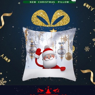 Christmas  Peach Skin Sofa Pillowcase Cartoon Living Room Bedroom Pillowcase Without Pillow Core(Santa Claus 6)