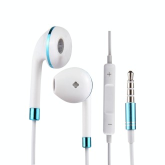 White Wire Body 3.5mm In-Ear Earphone with Line Control & Mic(Blue)