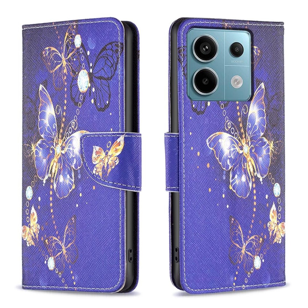 For Xiaomi Redmi Note 13 Pro 4G Global Colored Drawing Pattern Leather Phone Case(Purple Butterfly)