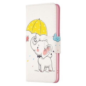 For Xiaomi Redmi Note 13 Pro 4G Global Colored Drawing Pattern Leather Phone Case(Umbrella Elephant)