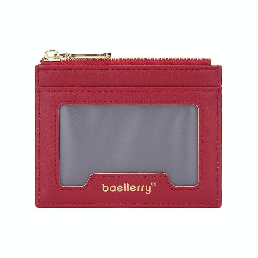 Baellerry Light and Thin Card Bag ID Card Holder Multifunctional Coin Purse(Red)