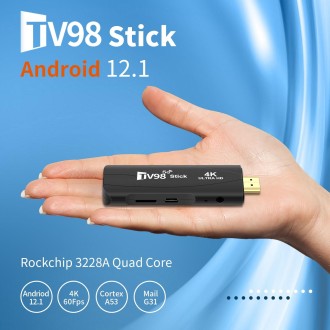 TV98 Rockchip 3228A Quad Core 4K HD Bluetooth Android TV Stick, RAM:4GB+32GB(AU Plug)