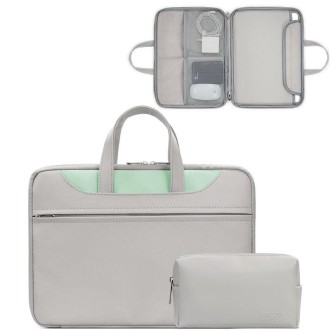 Baona BN-Q006 PU Leather Full Opening Laptop Handbag For 15/15.6/16 inches(Gray+Mint Green+Power Bag)