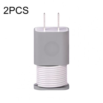 For iPhone 11/12  18W/20W Power Adapter 2pcs Protective Case Cover Data Cable Organizer(Grey)