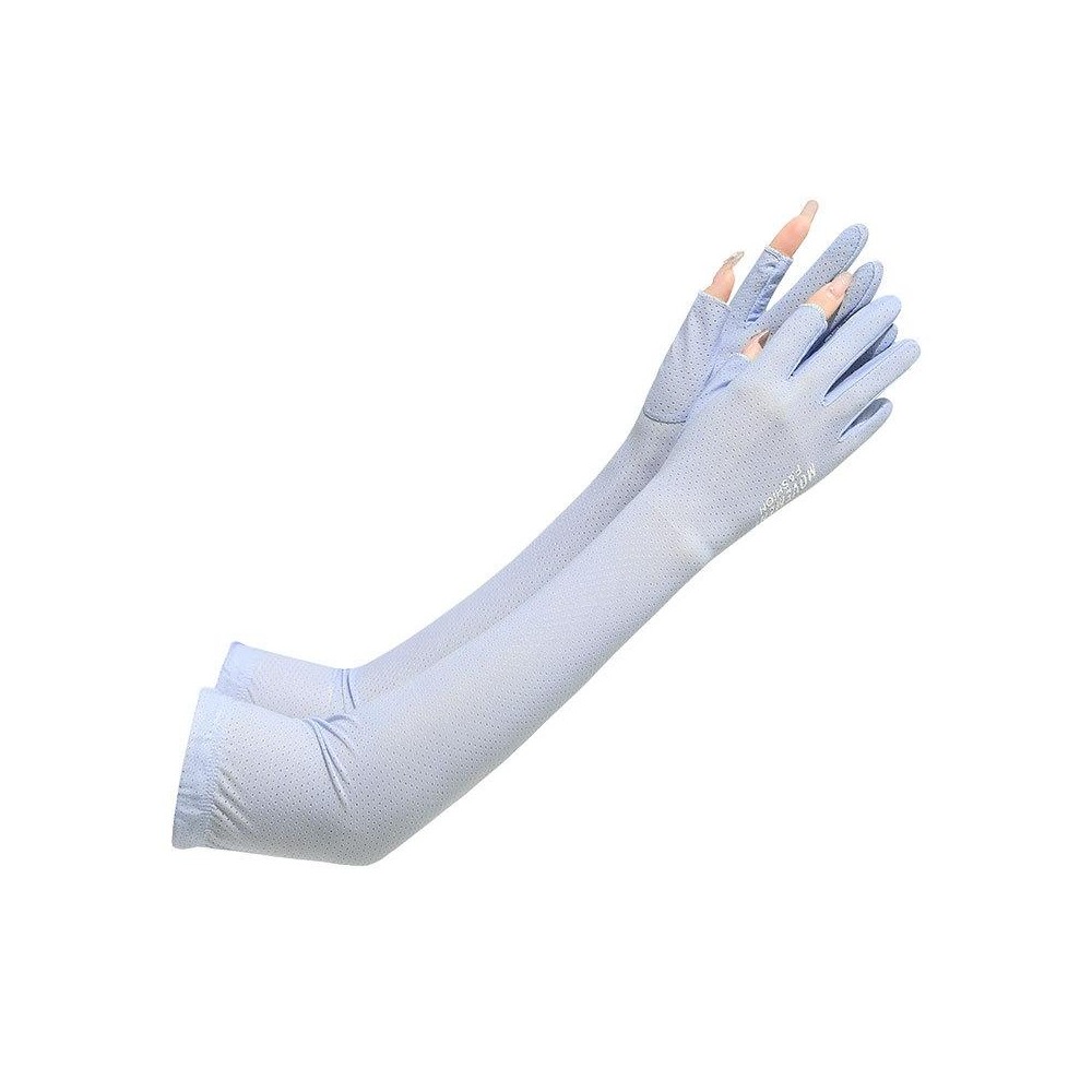 1 Pair Summer Icy Sleeves Driving Sunscreen Arm Guards Anti-UV Ice Silk Gloves, Size: One Code(Blue)