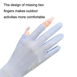 1 Pair Summer Icy Sleeves Driving Sunscreen Arm Guards Anti-UV Ice Silk Gloves, Size: One Code(Blue)