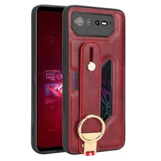 For Asus ROG Phone 6 / ROG6 Wristband Leather Back Phone Case(Red)