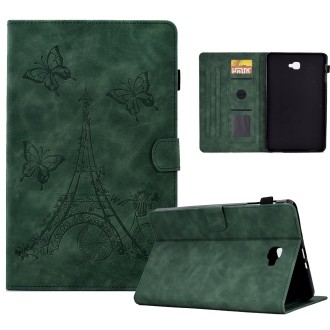 For Samsung Galaxy Tab A 10.1 2016 T580 Tower Embossed Leather Smart Tablet Case(Green)