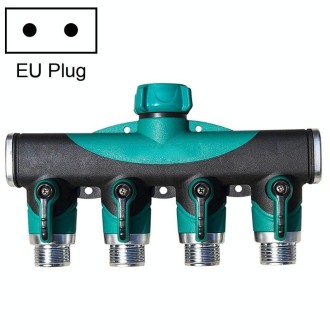 4 In 1 Multi-function Garden Water Sprinklers Lawn Irrigation Valve Water Dividing Controller Water Pipe Shunt, EU Plug