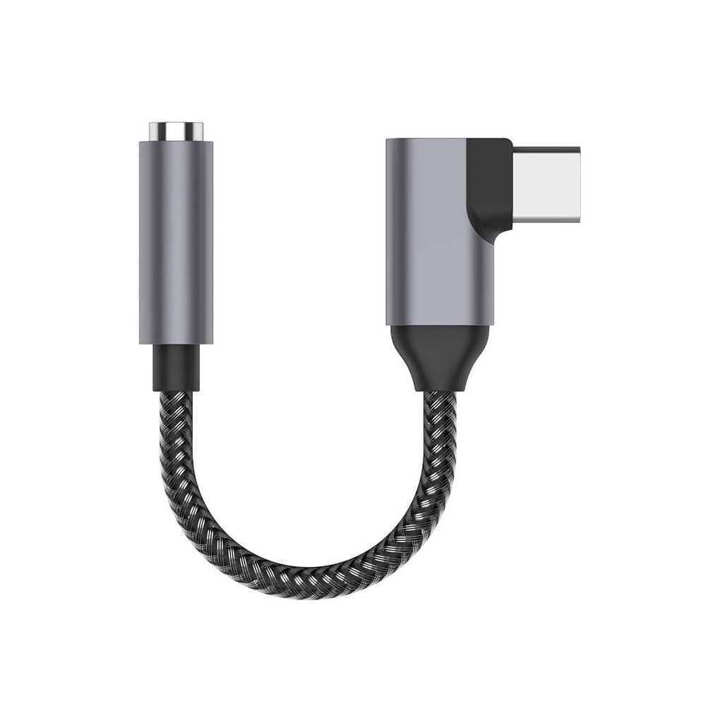 TA14 USB-C / Type-C Male to 3.5mm Audio Female Elbow Earphone Adapter (Grey)