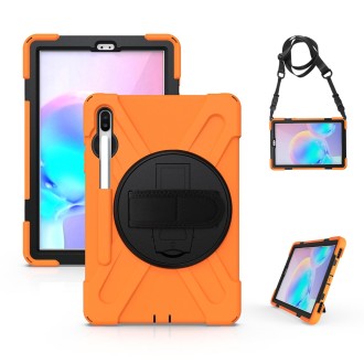 For Samsung Galaxy Tab S6 10.5 inch T860 / T865 Shockproof Colorful Silicone + PC Protective Case with Holder & Shoulder Strap &