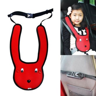 Car Child Rabbit Double Shoulder Seat Belt Adjuster (Red)