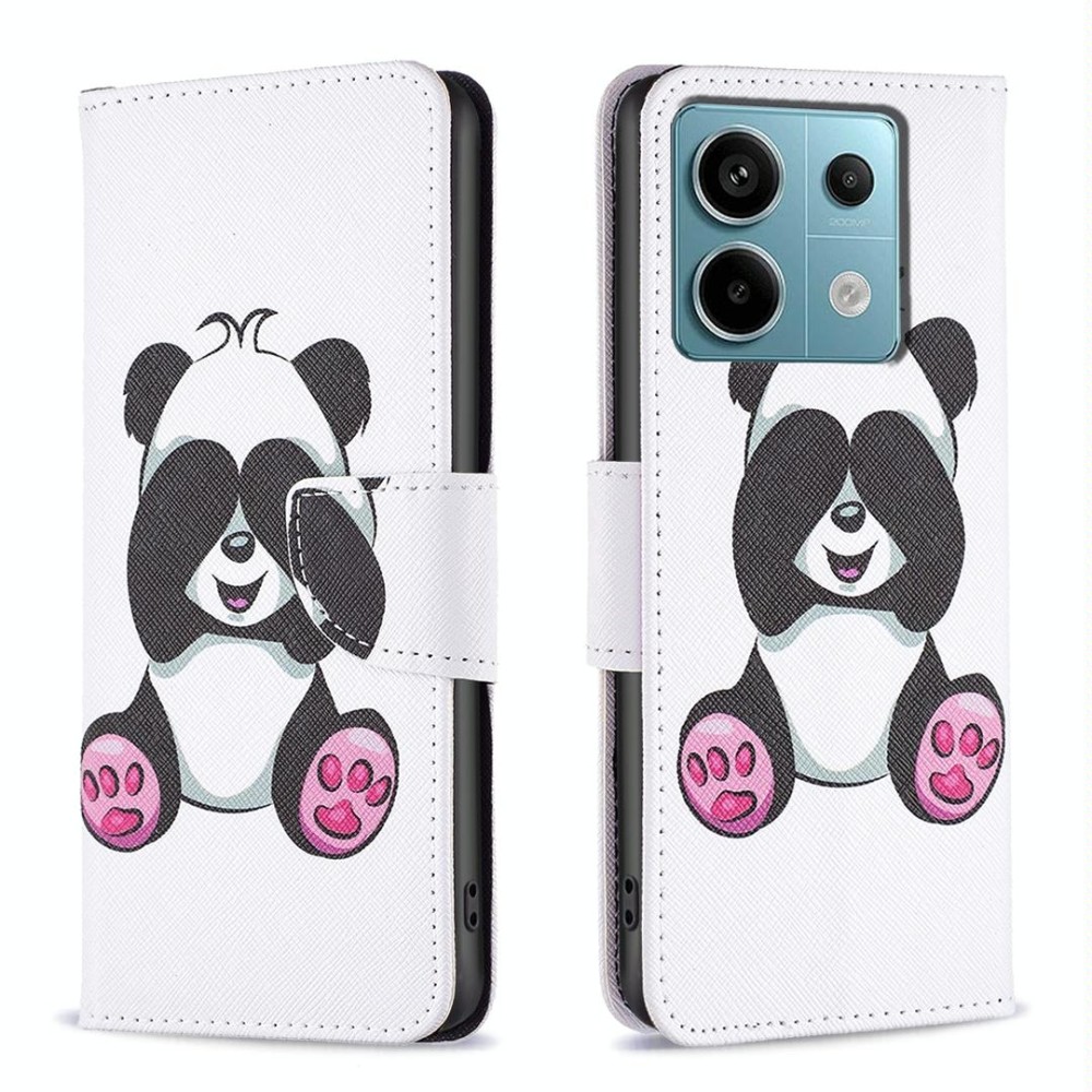 For Xiaomi Redmi Note 13 Pro 4G Global Colored Drawing Pattern Leather Phone Case(Panda)