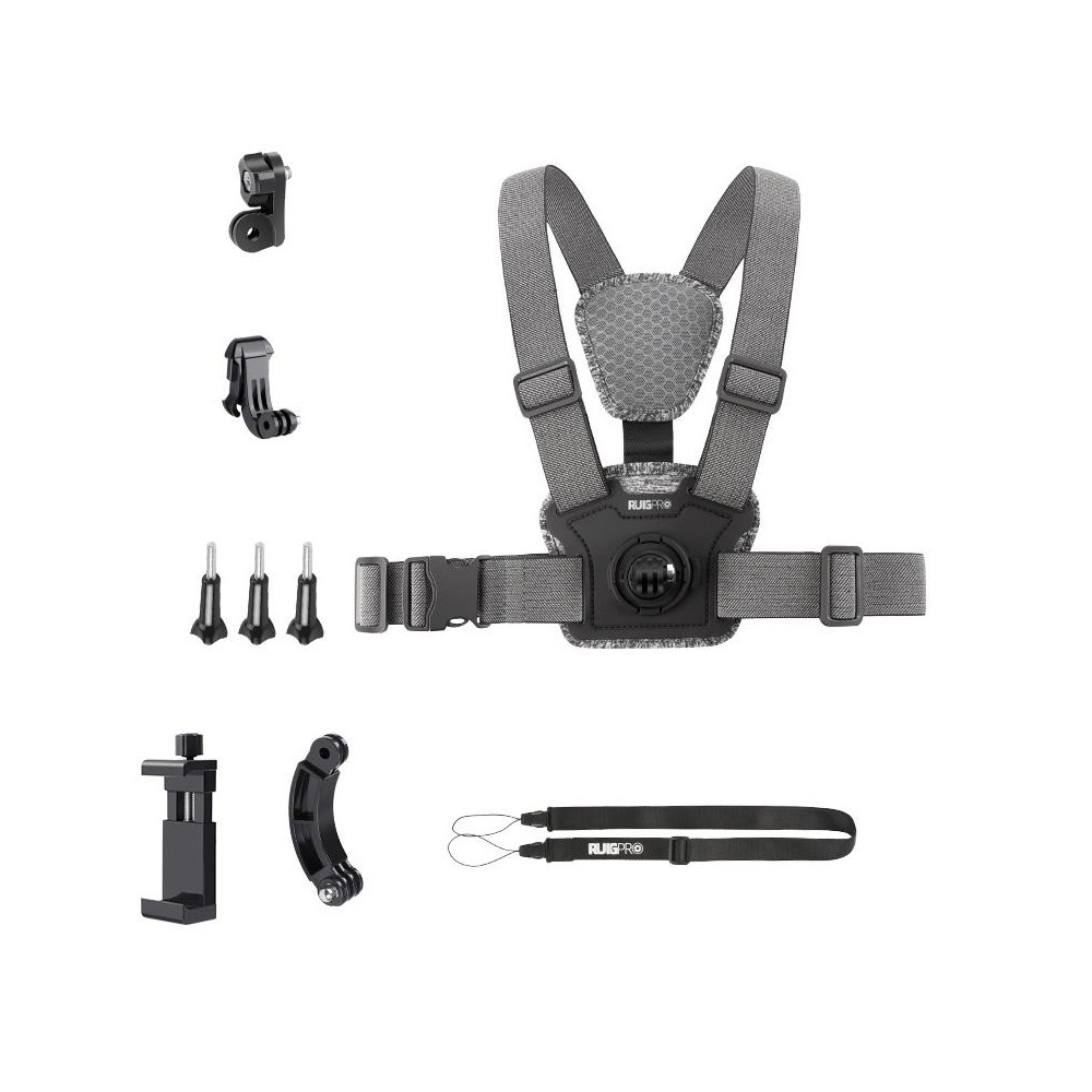 7 in 1 Phone Clamp Adjustable Body Mount Belt Chest Strap with Mount & Screw(Grey)