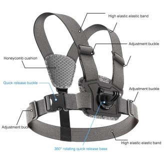 7 in 1 Phone Clamp Adjustable Body Mount Belt Chest Strap with Mount & Screw(Grey)