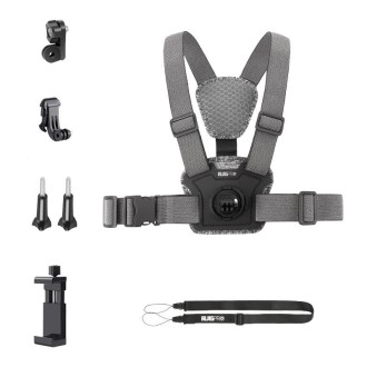 6 in 1 Phone Clamp Adjustable Body Mount Belt Chest Strap with Mount & Screw(Grey)