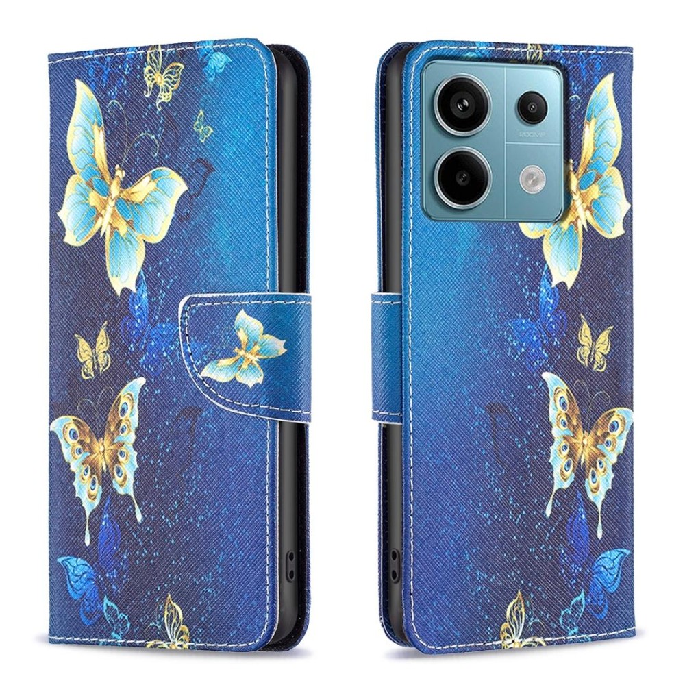 For Xiaomi Redmi Note 13 Pro 4G Global Colored Drawing Pattern Leather Phone Case(Gold Butterfly)