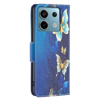 For Xiaomi Redmi Note 13 Pro 4G Global Colored Drawing Pattern Leather Phone Case(Gold Butterfly)