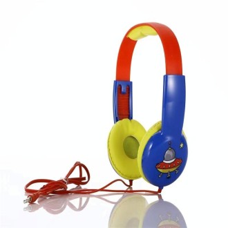 KID101 Portable Cute Children Learning Wired Headphone(Blue Red)