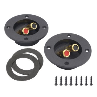 2 in 1 / Set Car Double Binding Round Gold Plate Push Spring Loaded Jacks Speaker Box