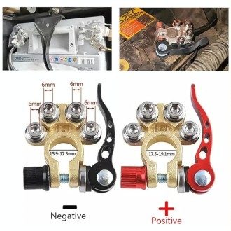 1 Pair Car Battery Terminals Quick Disconnect Cables Connectors, with L Wrench + Insulation Pad + Brush