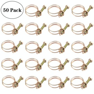 50 PCS M25 Adjustable Color Galvanized Iron Double Wire Hose Clamps