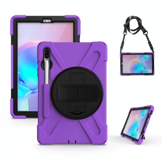 For Samsung Galaxy Tab S6 10.5 inch T860 / T865 Shockproof Colorful Silicone + PC Protective Case with Holder & Shoulder Strap &