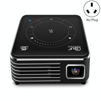 P11 4K HD DLP Mini 3D Projector 4G + 32G Smart Micro Convenient Projector, Style:AU Plug(Black)