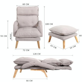 F3 Lazy Sofa Armrest Bedroom Leisure Japanese Folding Fabric Lounge Chair (Grey)