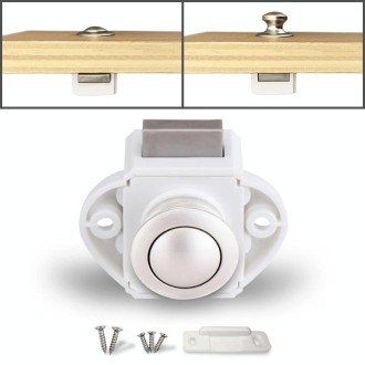 Press Type Drawer Cabinet Catch Latch Release Cupboard Door Stop Drawer Cabinet Locker for RV / Yacht / Furniture(White)