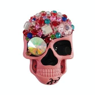 Color Diamond Skull Car Air Vent Aromatherapy Clip(Pink)