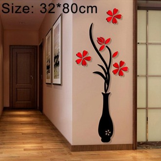 Creative Vase 3D Acrylic Stereo Wall Stickers TV Background Wall Corridor Home Decoration, Size: 32x80x4cm