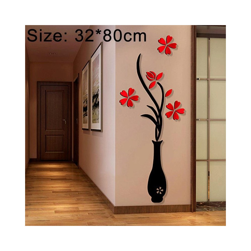 Creative Vase 3D Acrylic Stereo Wall Stickers TV Background Wall Corridor Home Decoration, Size: 32x80x4cm