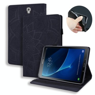 For Galaxy Tab A 10.5 T590 / T595 Calf Pattern Double Folding Design Embossed Leather Case with Holder & Card Slots & Pen Slot &