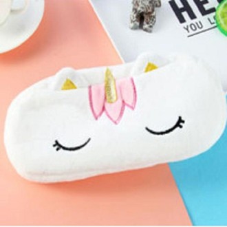 Unicorn Shape Plush Stuffed Toy Pencil Bag(White)